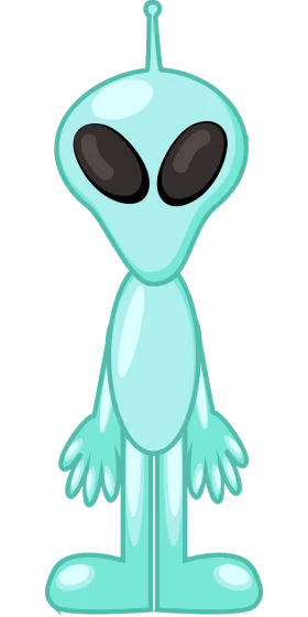 Cute Turquoise Extraterrestrial Cartoon Clipart Illustration of Friendly Alien Design