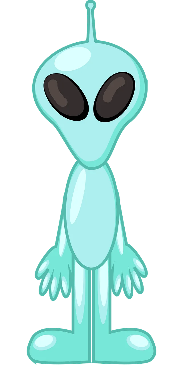 Cute Turquoise Extraterrestrial Cartoon Clipart Illustration of Friendly Alien Design