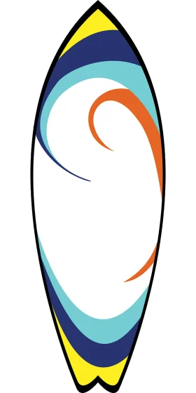 Dynamic Coastal Wave Rider Surfboard Clipart Design with Fluid Color Transitions