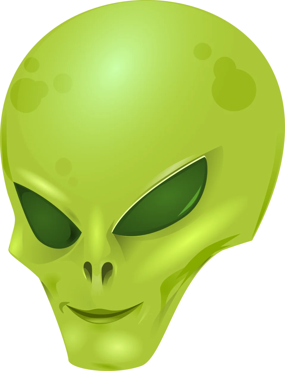 Extraterrestrial Green Alien Head Clipart - Otherworldly Graphic Design Element