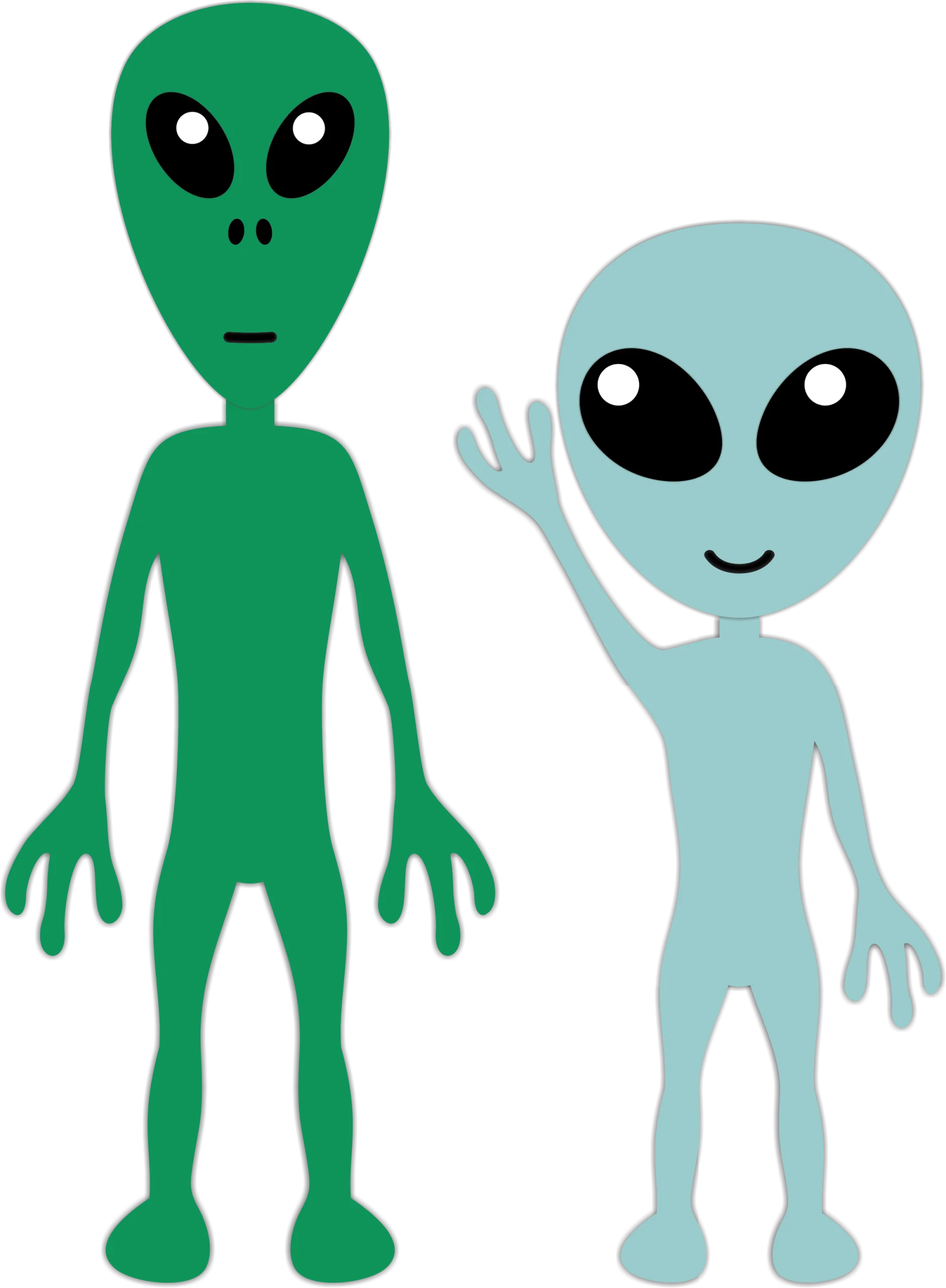 Friendly Extraterrestrial Encounter: Two Stylized Alien Clipart Characters Illustration