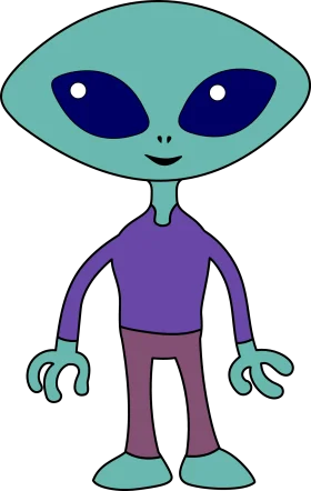 Friendly Extraterrestrial Visitor: Cute Cartoon Alien Clipart with Charming Demeanor