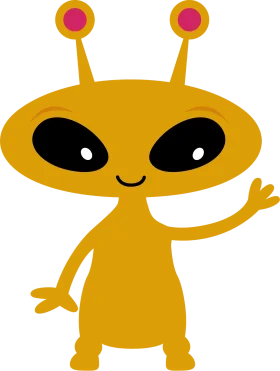 Friendly Golden Extraterrestrial Creature Cartoon Clipart Design with Cheerful Expression