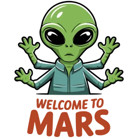 Friendly Green Extraterrestrial Clipart Welcoming Visitors to the Red Planet