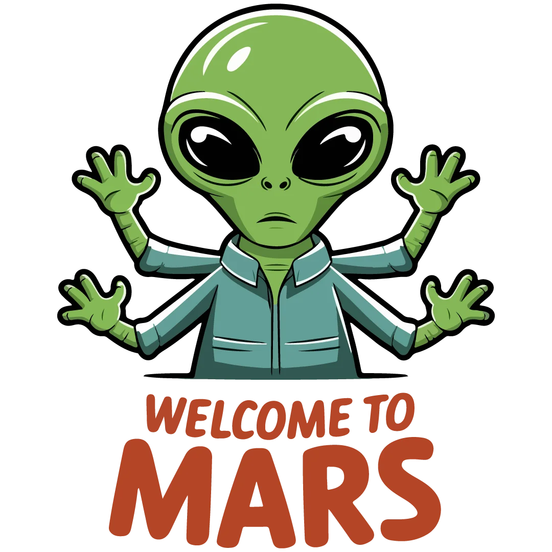 Friendly Green Extraterrestrial Clipart Welcoming Visitors to the Red Planet