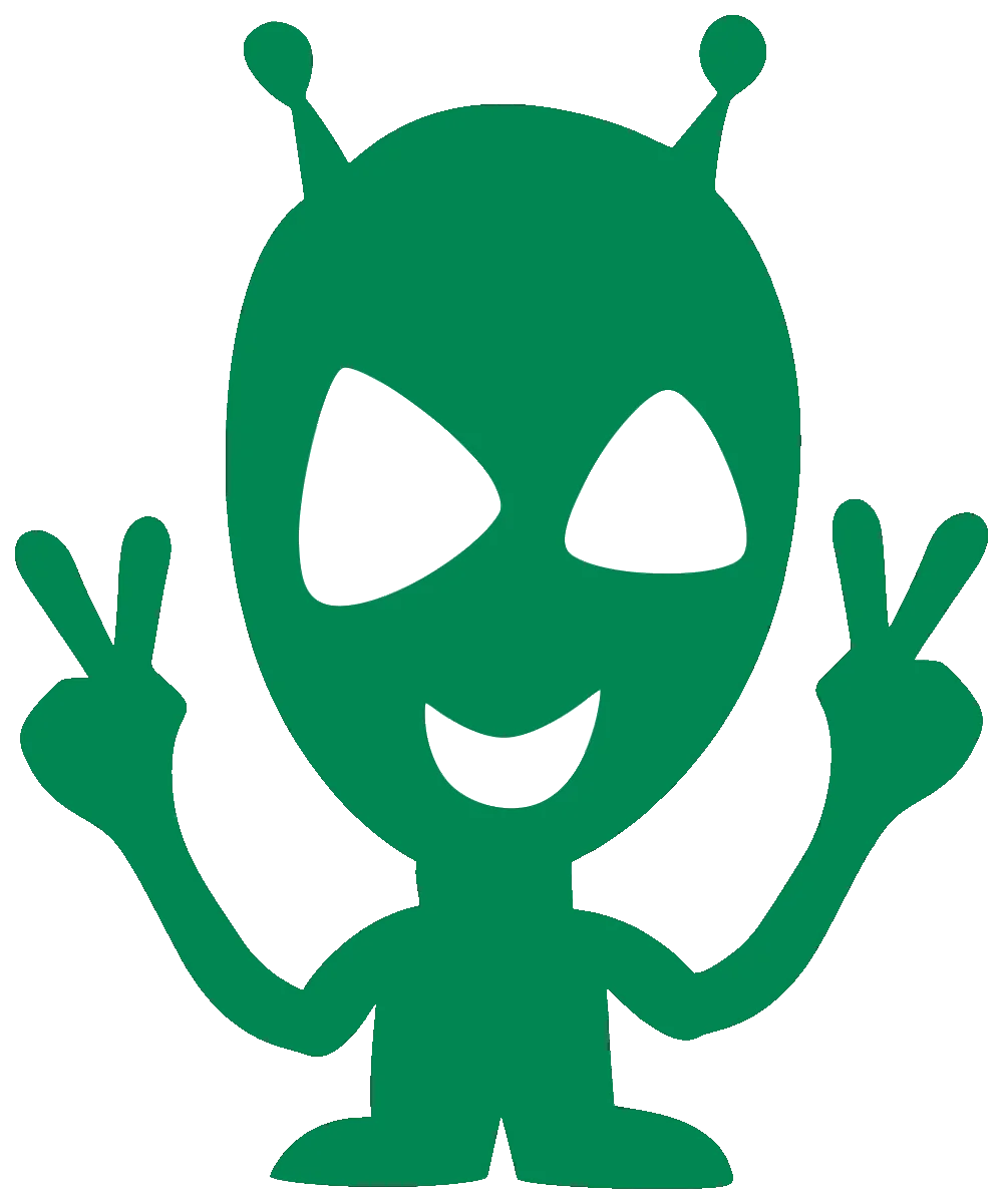 Friendly Green Extraterrestrial Peace Maker Cartoon Clipart Graphic Design