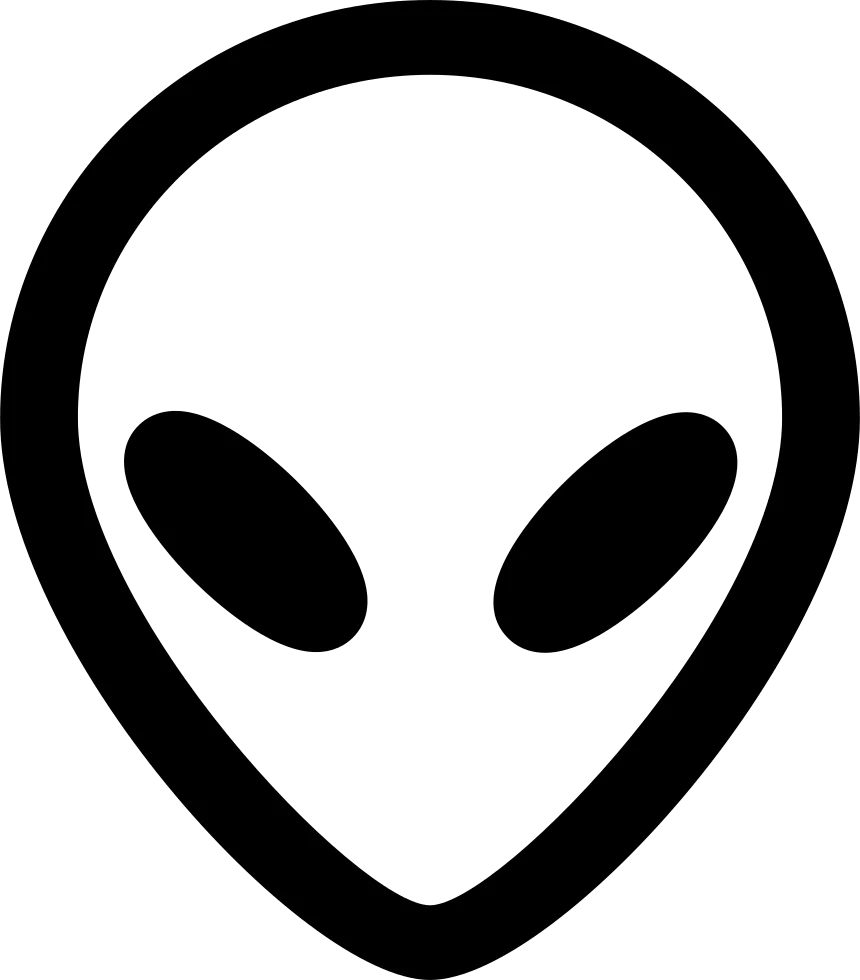 Minimalist Classic Gray-Scale Extraterrestrial Alien Head Clipart Design