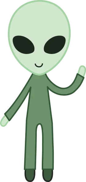 Minimalist Green Extraterrestrial Friendly Alien Clipart Illustration