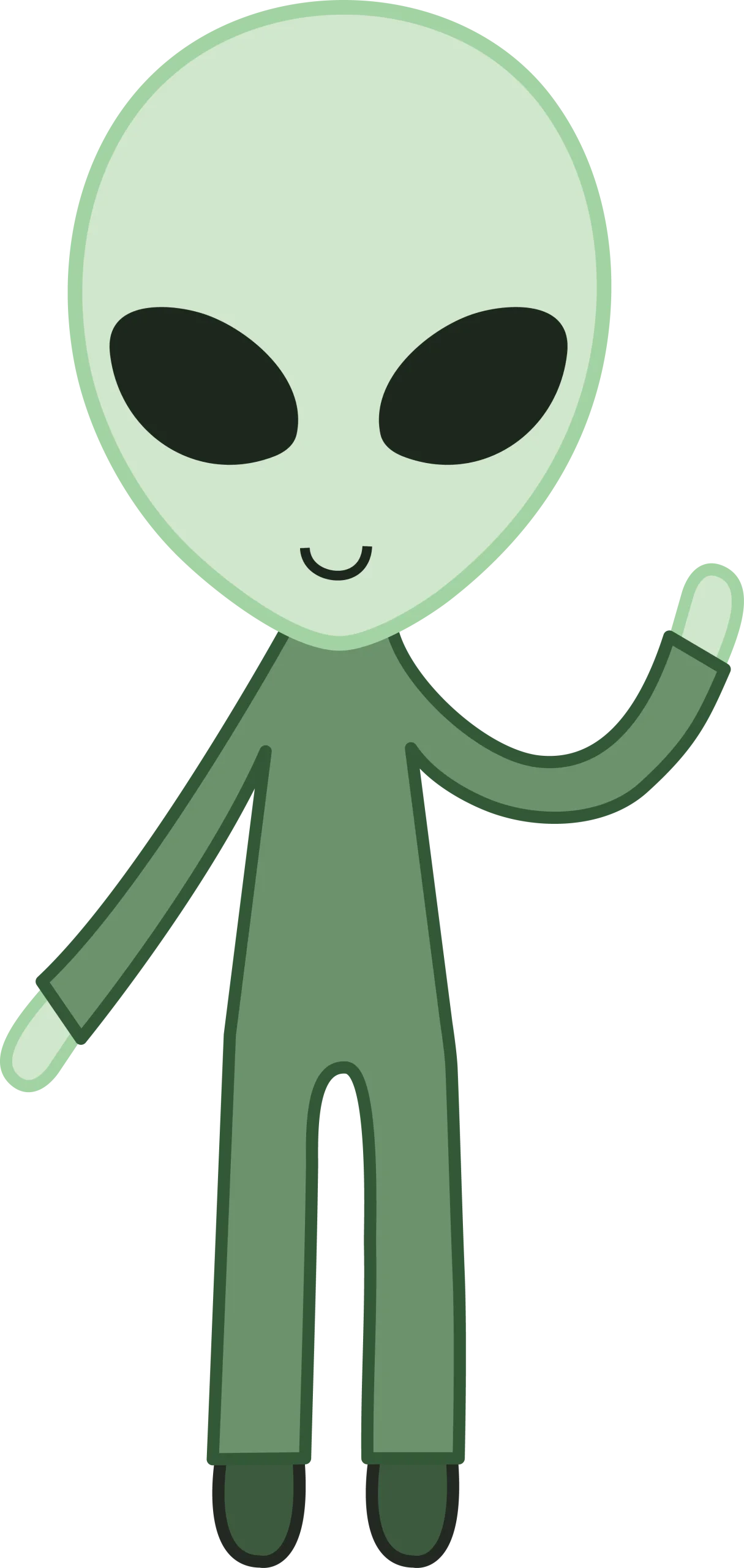 Minimalist Green Extraterrestrial Friendly Alien Clipart Illustration
