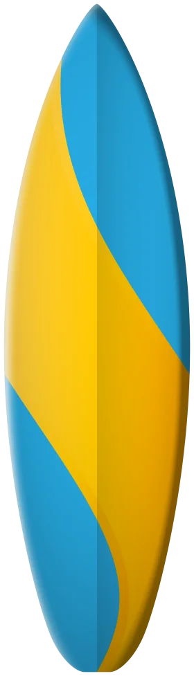 Modern Blue and Yellow Abstract Surfboard Clipart Design with Sleek Curves
