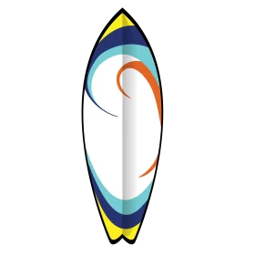 Modern Surfboard Clipart Design with Sleek Curves and Colorful Accent Lines