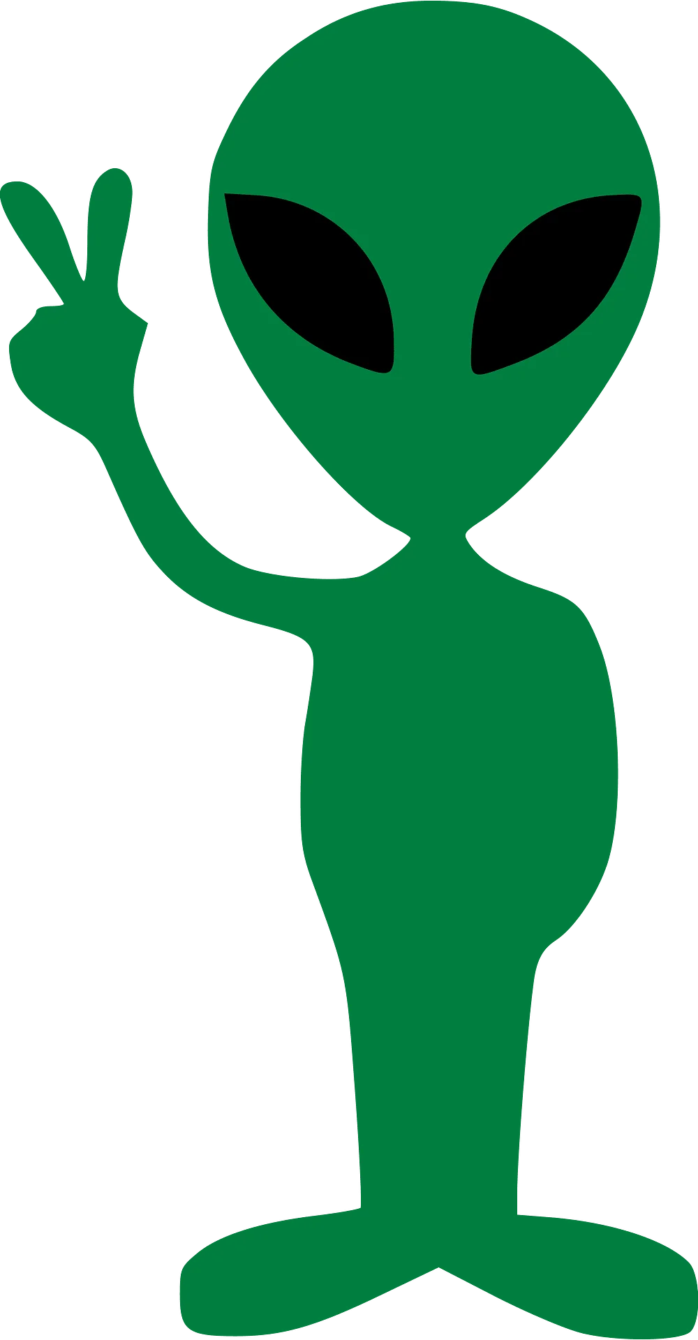 Serene Green Extraterrestrial Peace Messenger Minimalist Alien Clipart Design
