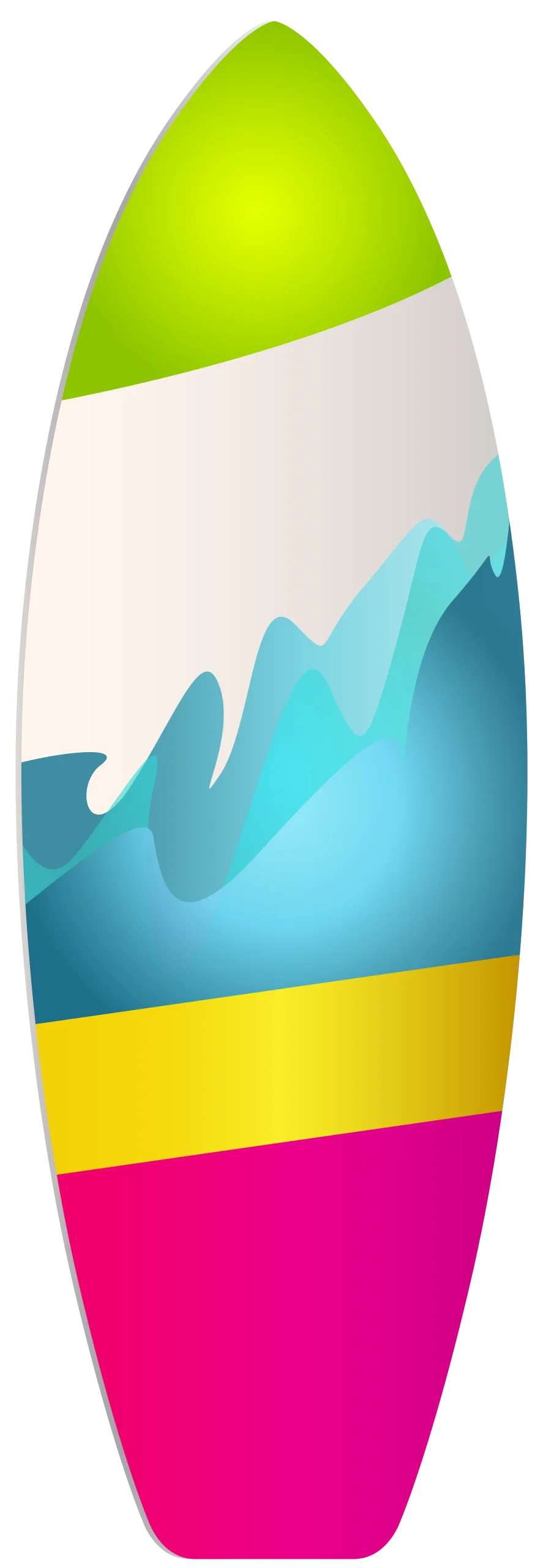 Stylish Ocean Wave Mountain Surfboard Clipart Design with Colorful Layers