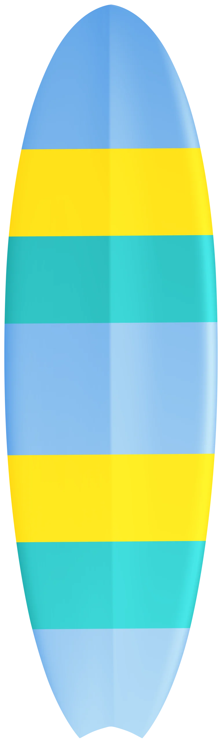 Stylish Surfboard Clipart with Cheerful Blue, Yellow, and Teal Color Blocks