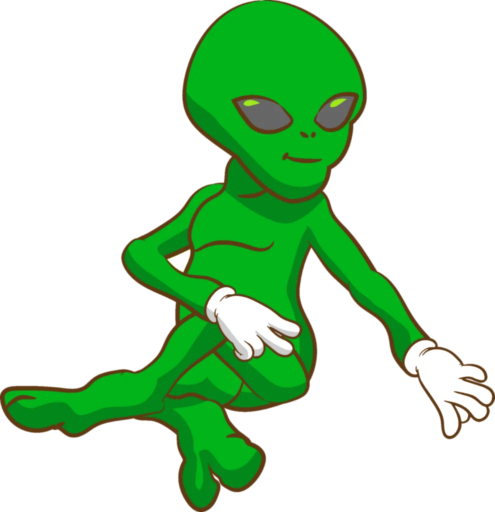 Whimsical Green Extraterrestrial Creature Playful Alien Clipart Design