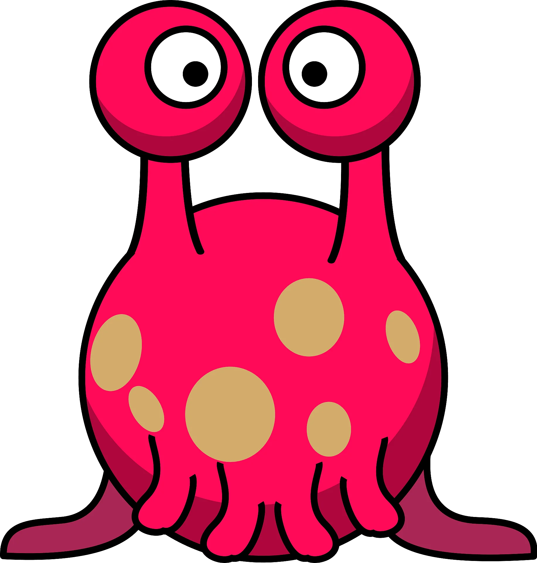 Whimsical Pink Blob Alien Clipart with Quirky Stalked Eyes and Playful Design