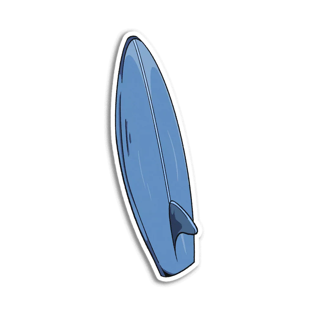 Blue Sleek Surfboard Clipart Design with Smooth Aerodynamic Profile