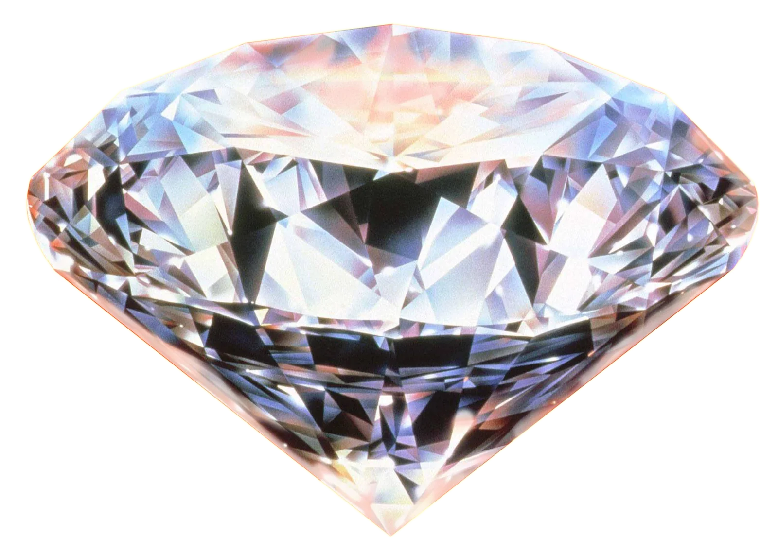 Brilliant Cut Diamond Clipart: Luminous Gem with Prismatic Light Reflection