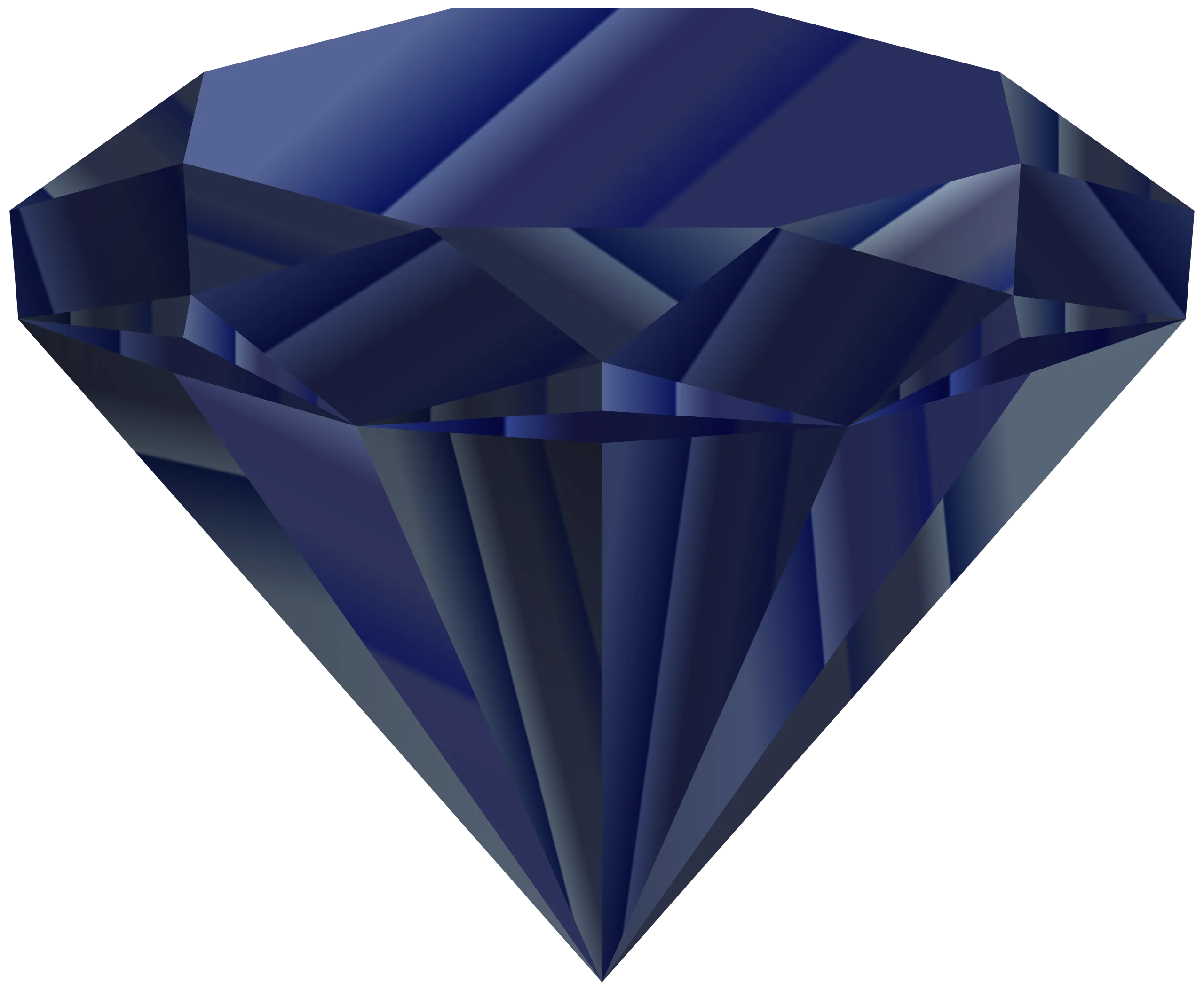 Deep Blue Sapphire Diamond Clipart Gem with Faceted Geometric Precision
