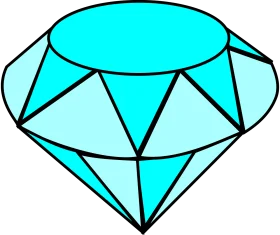 Elegant Cyan Blue Diamond Clipart Graphic with Geometric Faceted Design