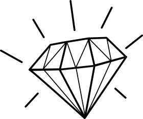 Elegant Geometric Diamond Clipart Design with Radiant Illumination Lines