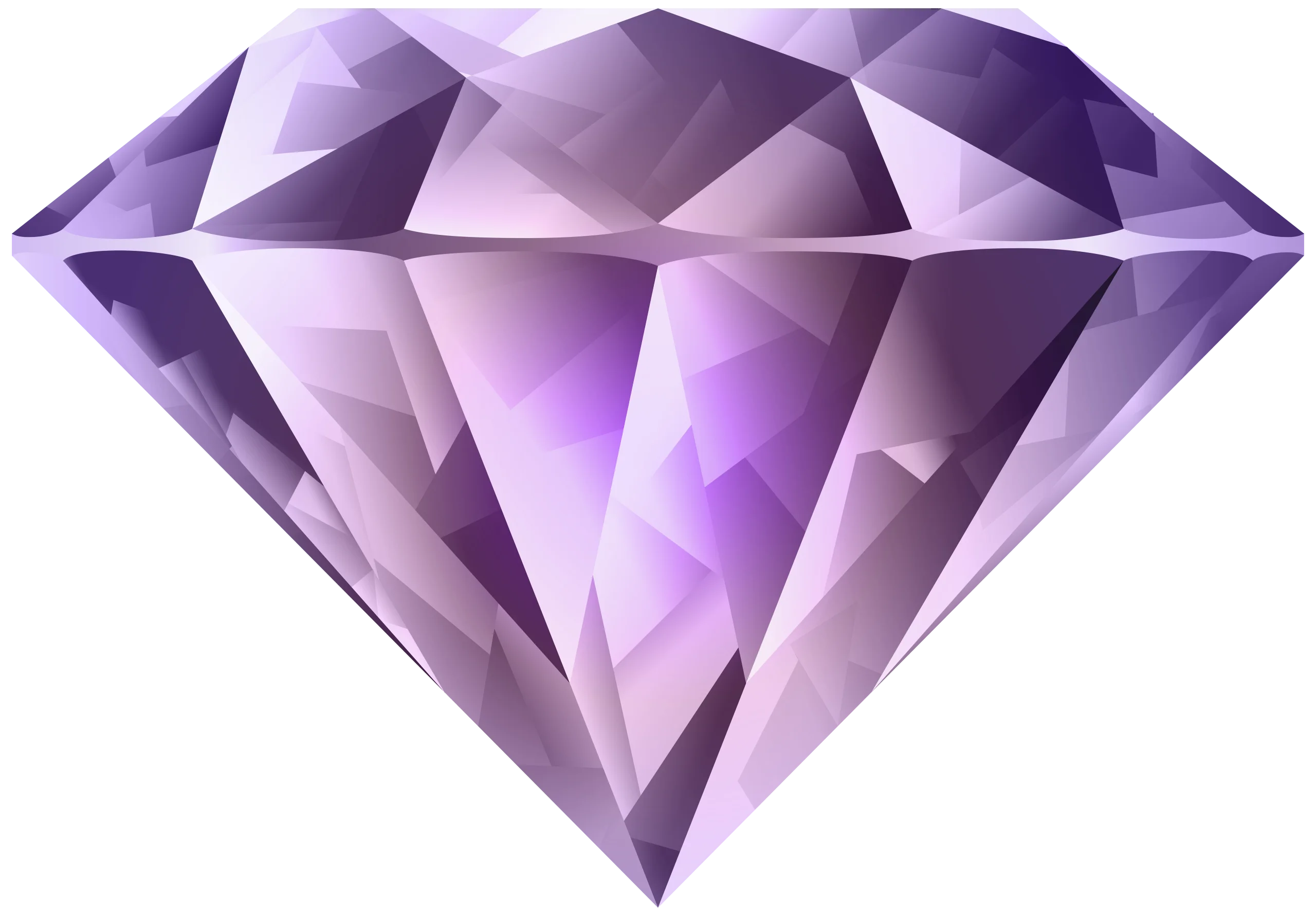 Elegant Purple Diamond Clipart: Luxurious Geometric Gem Illustration with Soft Lavender Tones