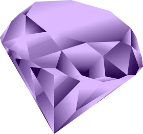 Elegant Purple Geometric Diamond Clipart with Soft Lavender Facets and Crystalline Design