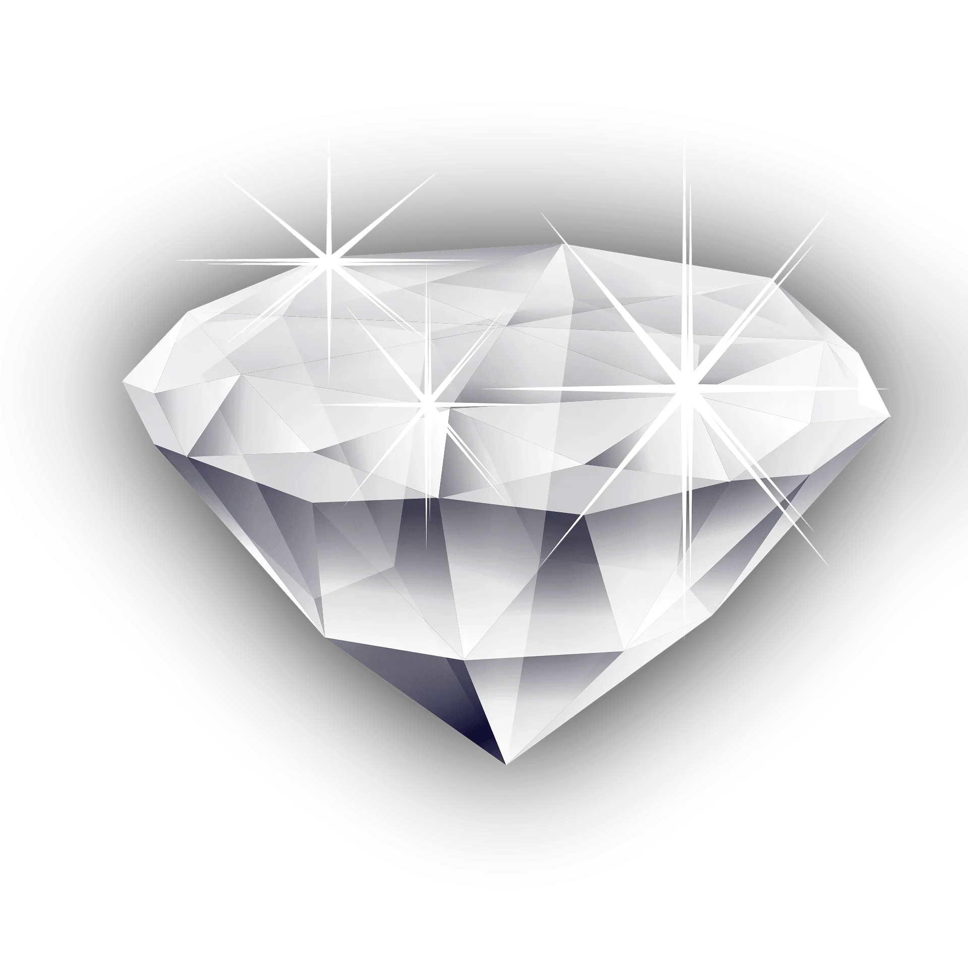 Elegant Shimmering Diamond Clipart with Crystalline Geometric Facets and Luminous Highlights