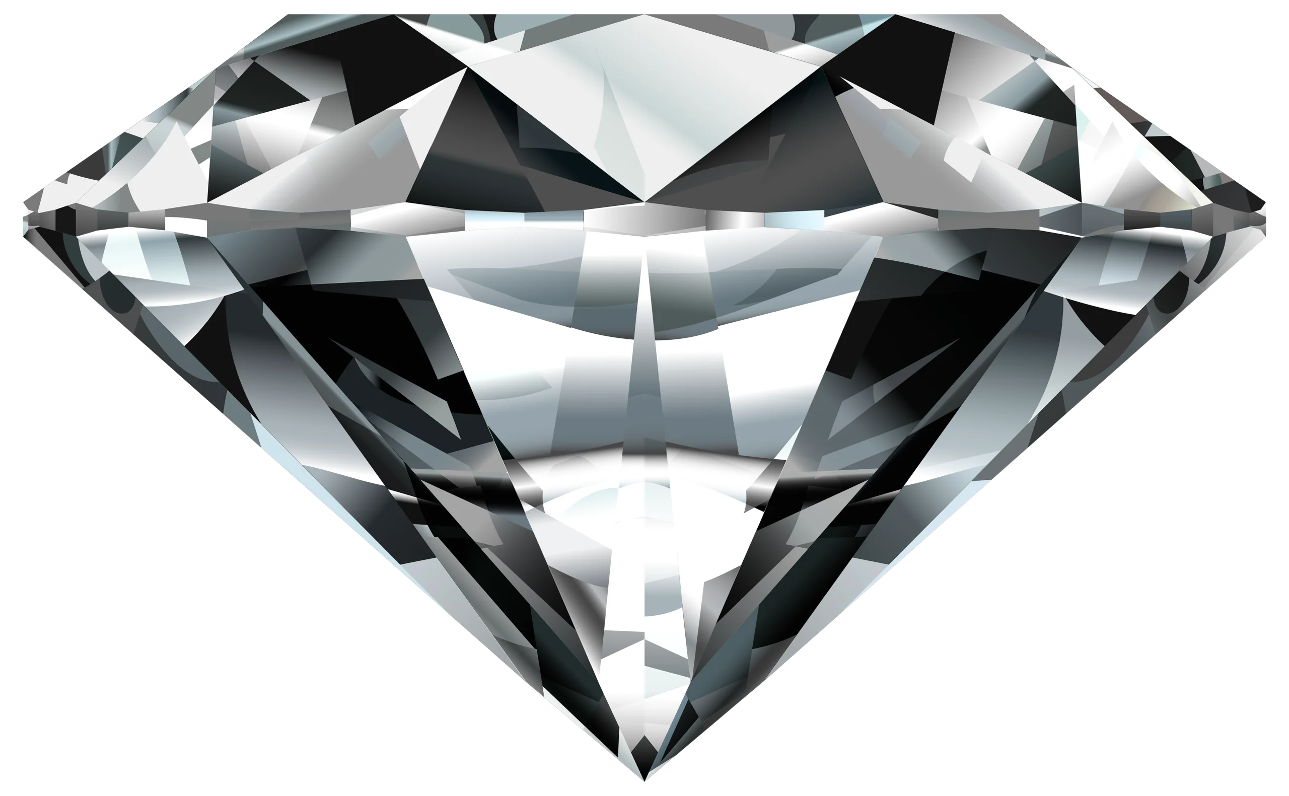 Exquisite Brilliant-Cut Diamond Clipart Showcasing Crystalline Geometric Perfection