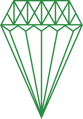 Geometric Green Diamond Clipart: Stylized Linear Vector Gem Illustration