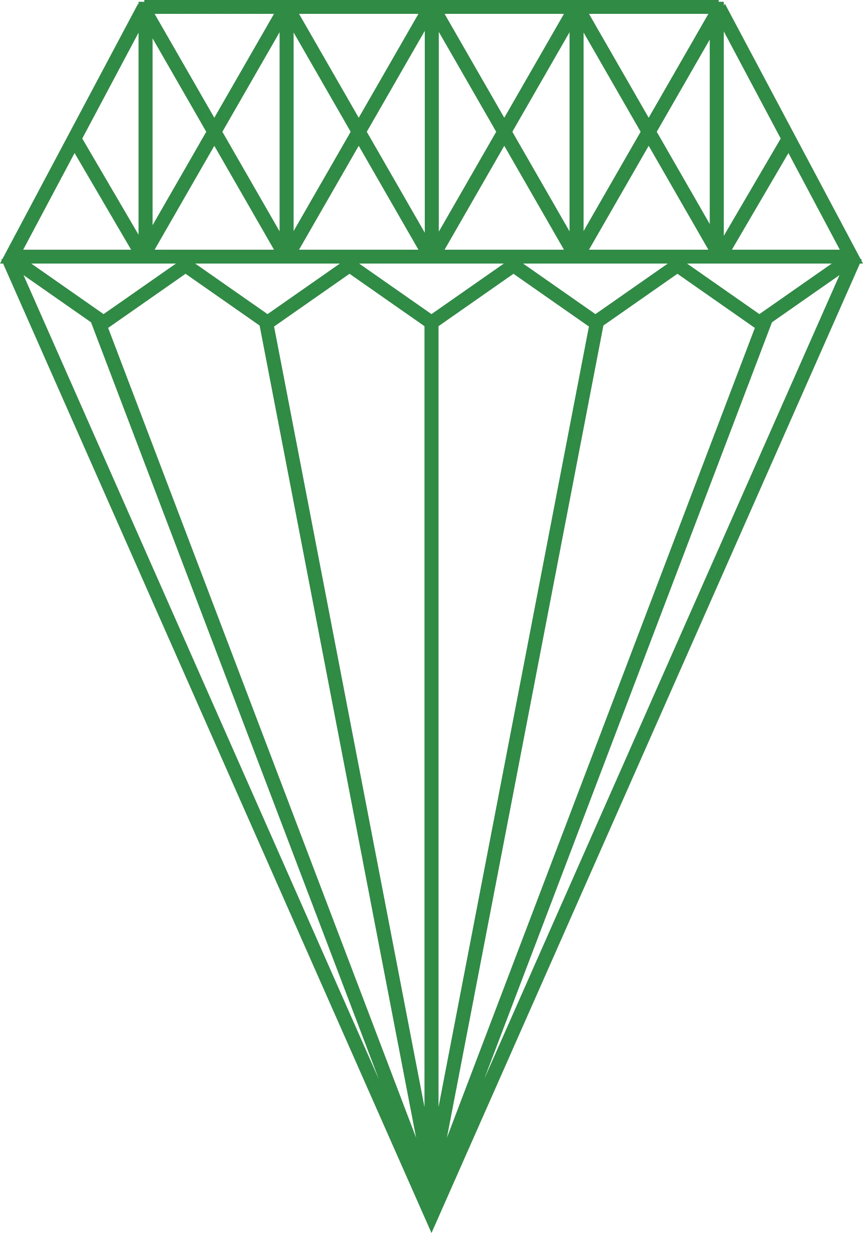 Geometric Green Diamond Clipart: Stylized Linear Vector Gem Illustration