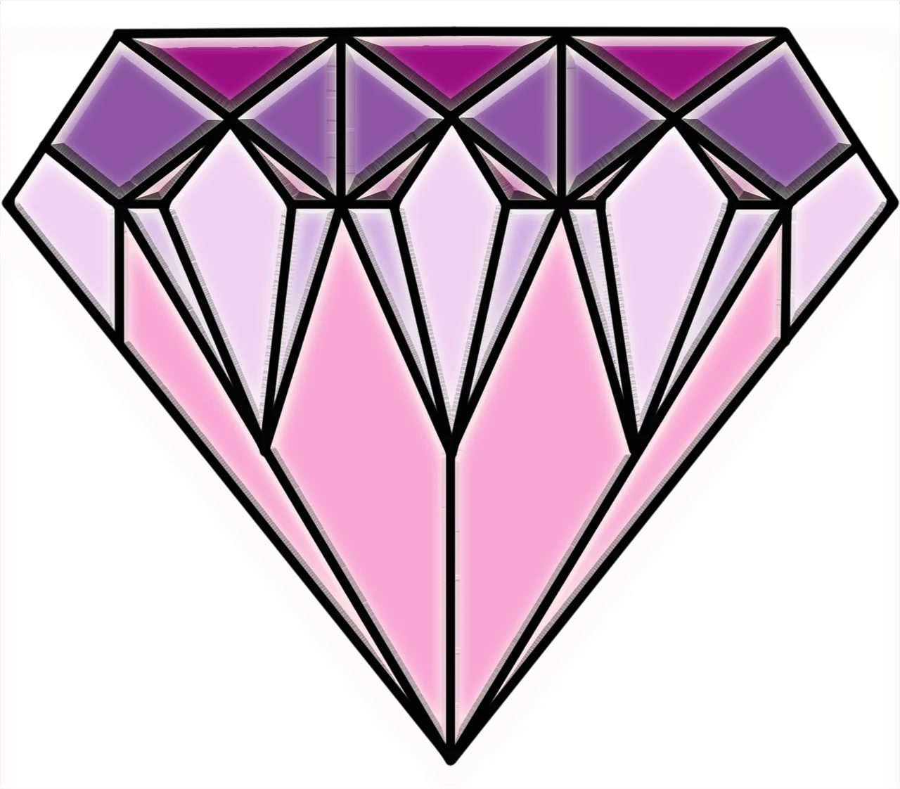 Geometric Pink and Purple Diamond Clipart with Stylized Angular Design