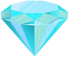 Luminous Aqua Blue Diamond Clipart Illustration with Geometric Facets