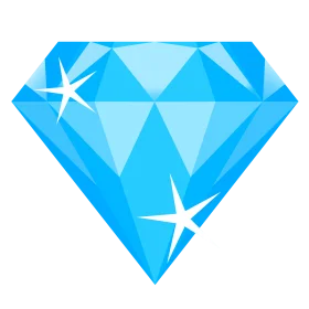 Lustrous Blue Diamond Clipart with Radiant Starry Sparkle Highlights