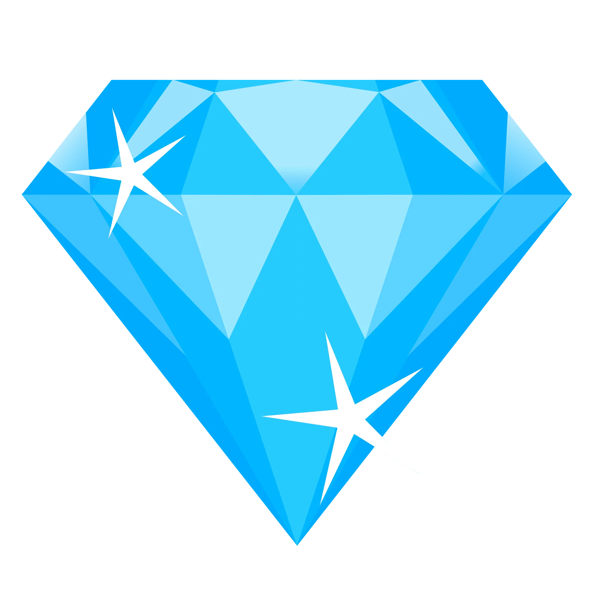Lustrous Blue Diamond Clipart with Radiant Starry Sparkle Highlights