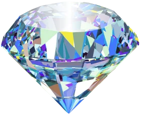 Mesmerizing Azure Diamond Clipart with Prismatic Light Refraction Effect