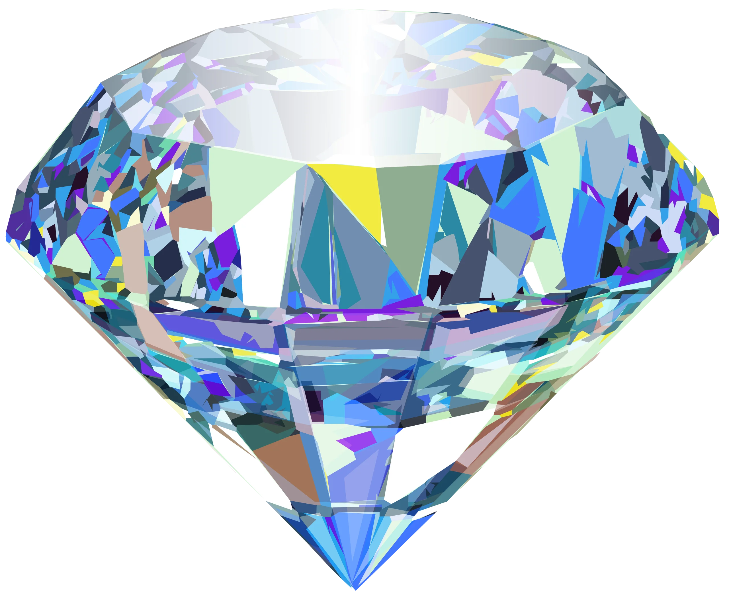 Mesmerizing Azure Diamond Clipart with Prismatic Light Refraction Effect