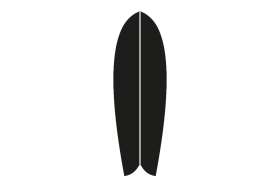 Minimalist Black Fish-Shaped Surfboard Clipart Design Silhouette