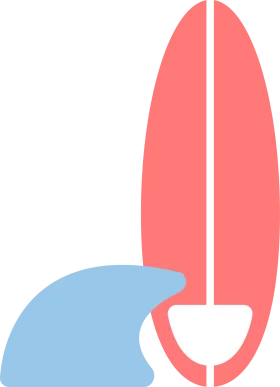 Minimalist Summer Surfboard and Wave Silhouette Clipart Design