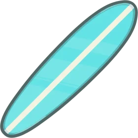 Minimalist Teal and White Longboard Surfboard Simple Clipart Design