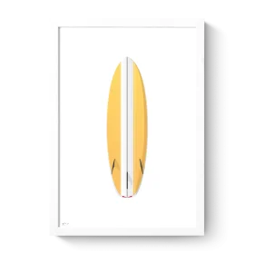 Minimalist Yellow Surfboard Clipart Design with Clean Lines and Symmetry