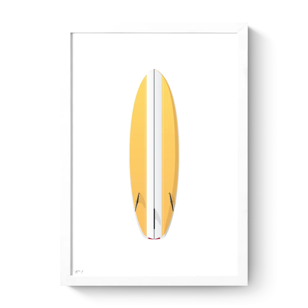 Minimalist Yellow Surfboard Clipart Design with Clean Lines and Symmetry
