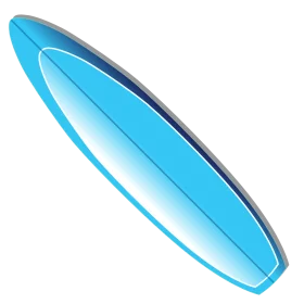 Ocean Blue Sleek Surfboard Clipart Design with Smooth Gradient Edges