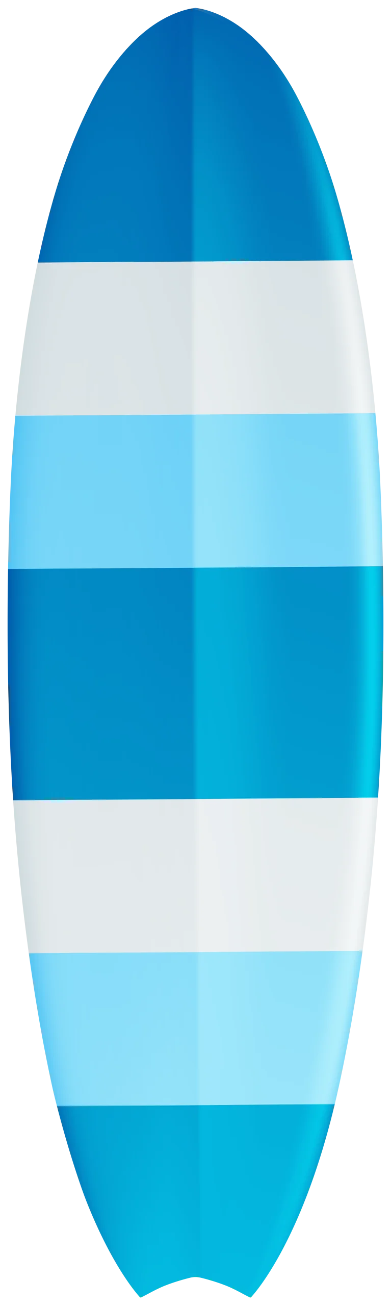 Ocean-Inspired Blue and White Surfboard Clipart Design with Gradient Stripes