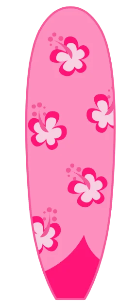 Pink Tropical Flower Surfboard Clipart Design with Delicate Blossoms