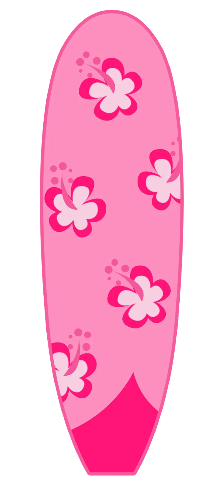 Pink Tropical Flower Surfboard Clipart Design with Delicate Blossoms
