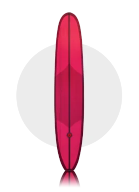 Sleek Minimalist Long Surfboard Clipart in Bold Crimson Red Design