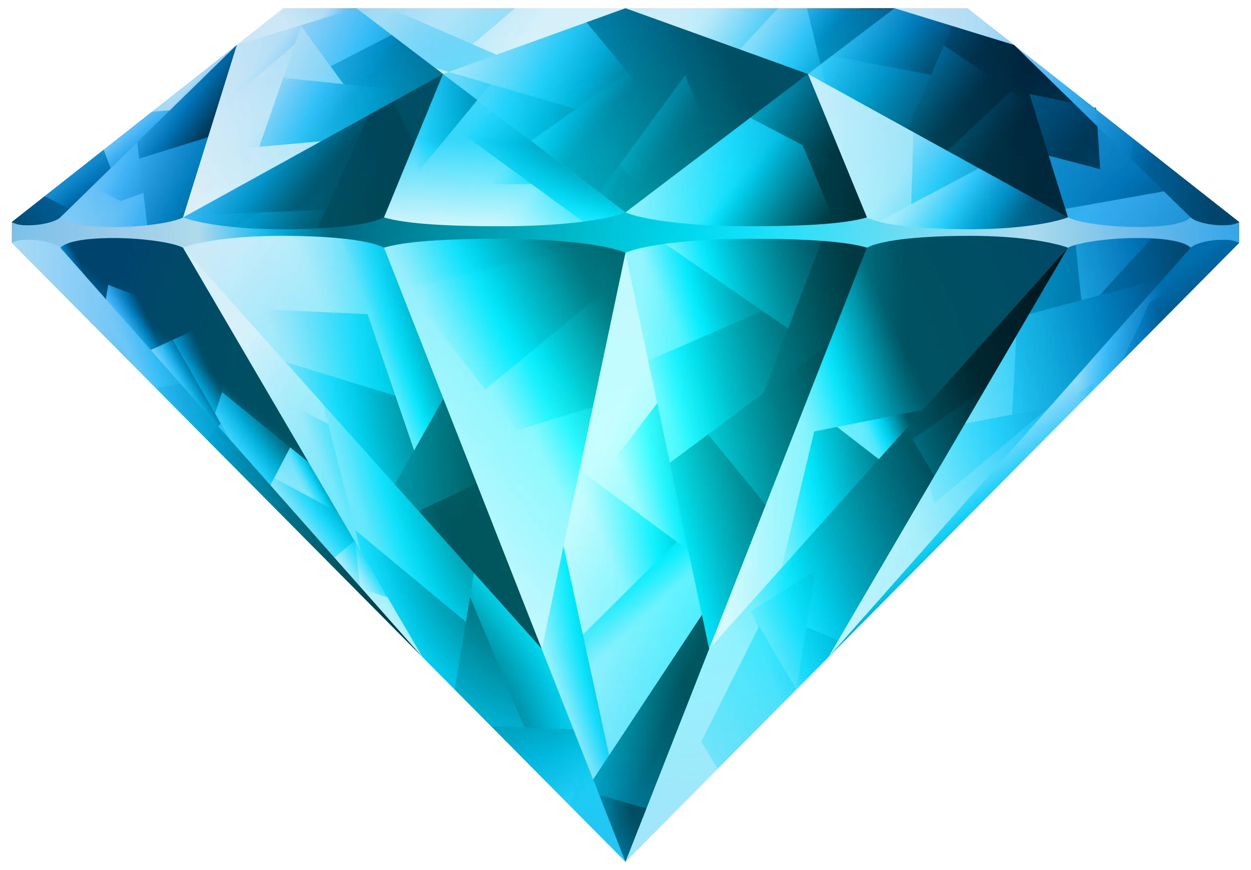 Stunning Azure Blue Geometric Diamond Clipart with Crystalline Facets