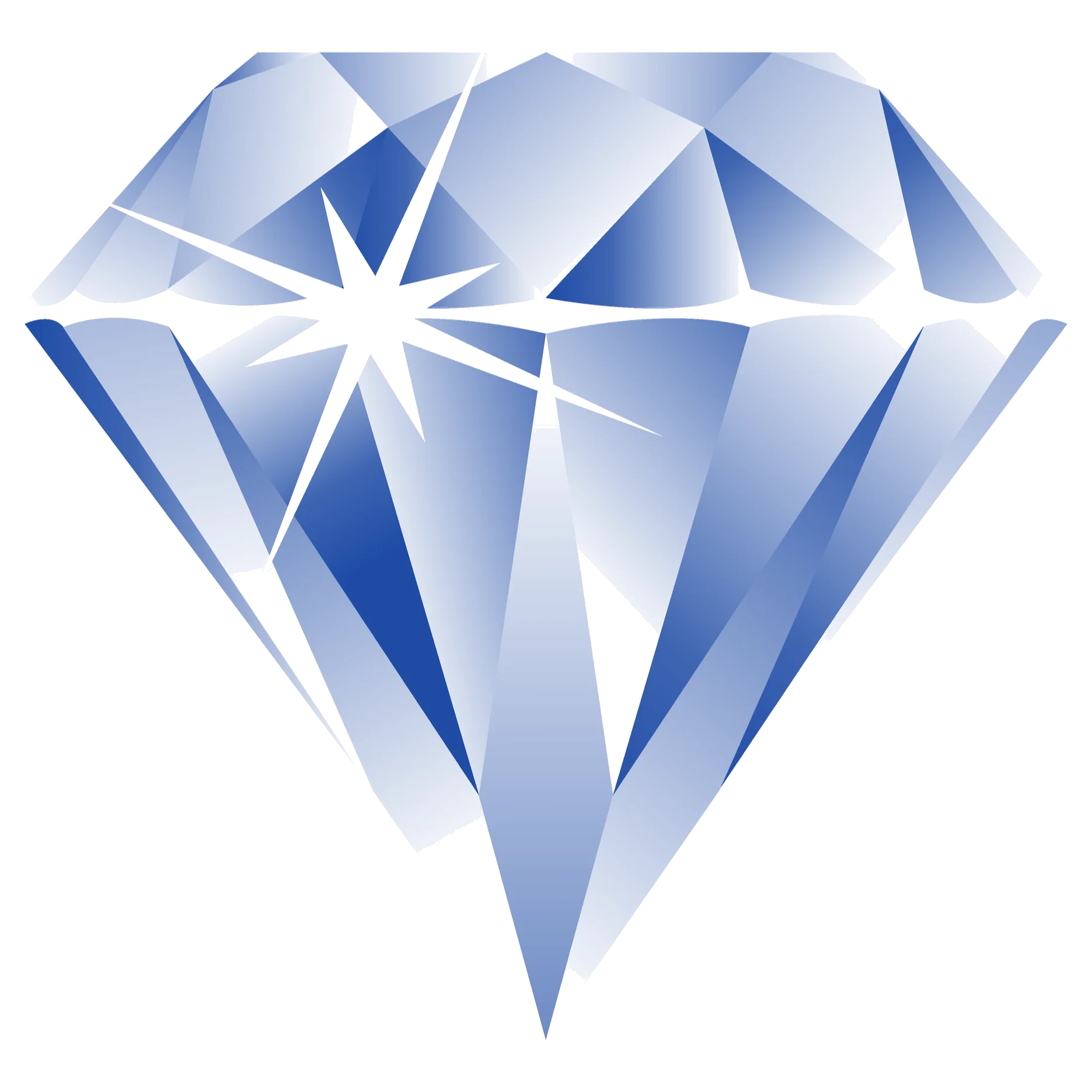 Stylish Blue Diamond Clipart Graphic with Geometric Facet Design