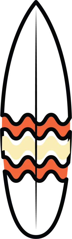 Stylish Wavy Surfboard Clipart Design with Retro Color Palette